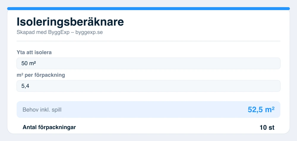 Forhåndsvisning av isolasjonsberegner